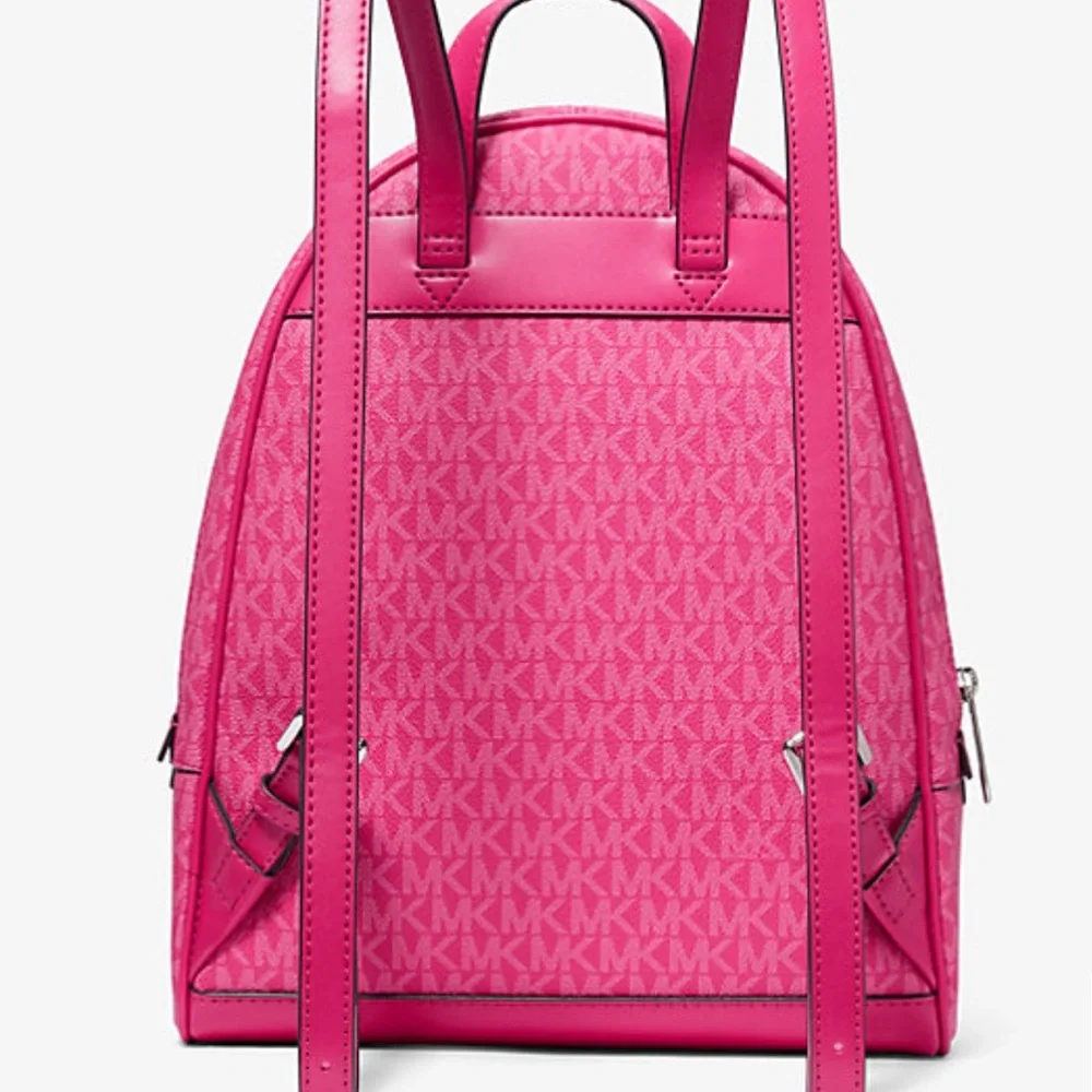 Michael Kors Rhea Medium Signature Logo Backpack Dragonfruit NWT